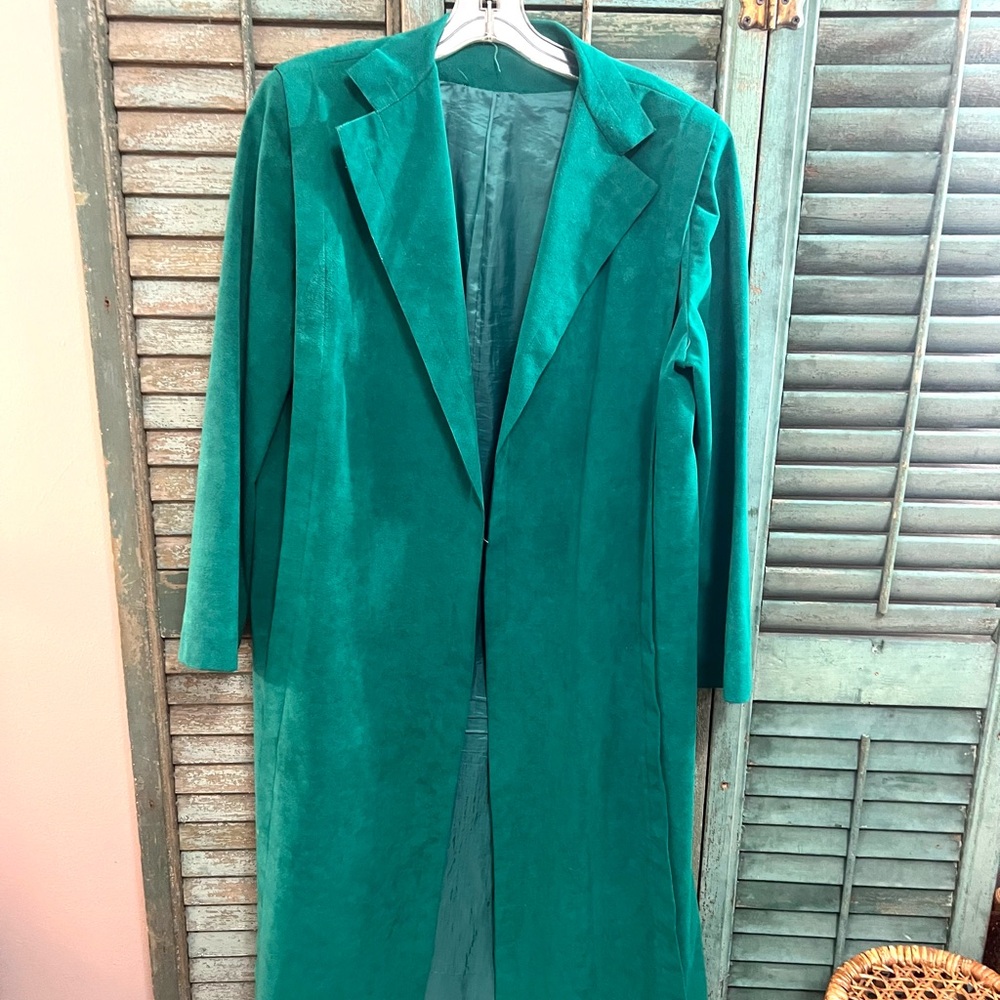 Vintage Ultra suede long coat jacket Amherst size 12 green